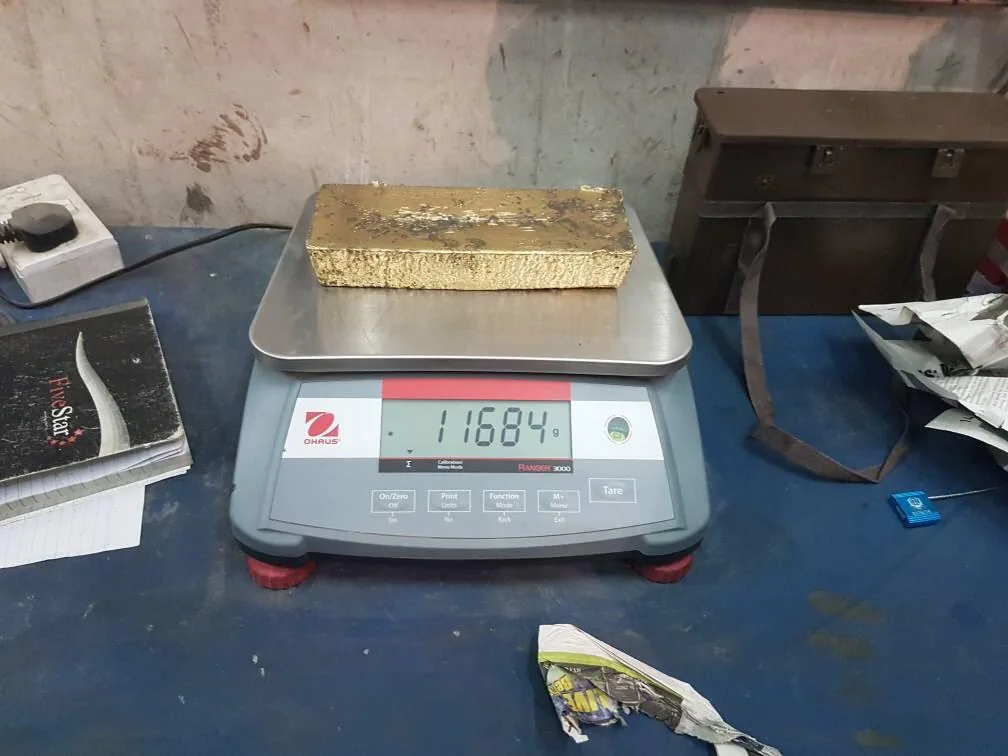 Doré bar weighed before export